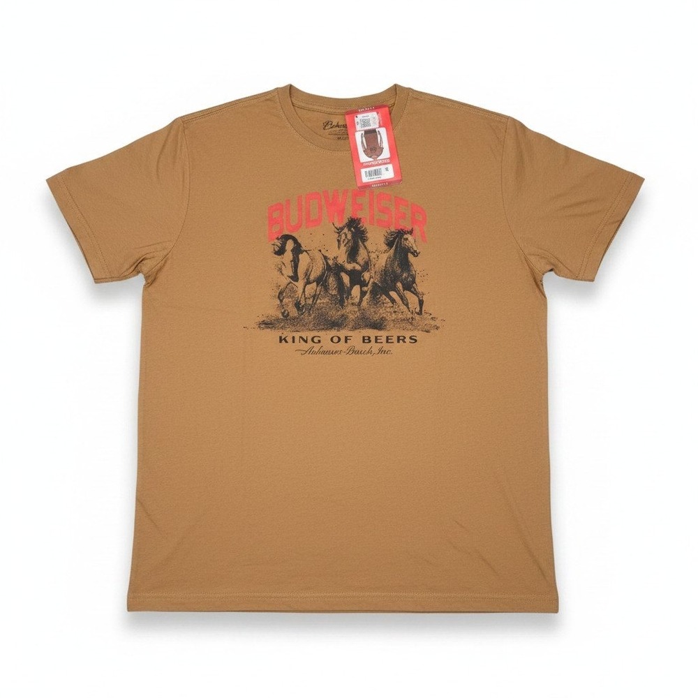 NWT Budweiser Americana Graphic Tee XL Brown Clydesdale Horse Beer Logo